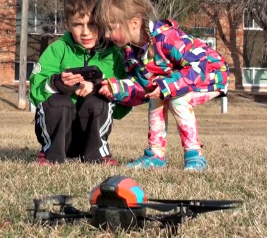 drone and kids